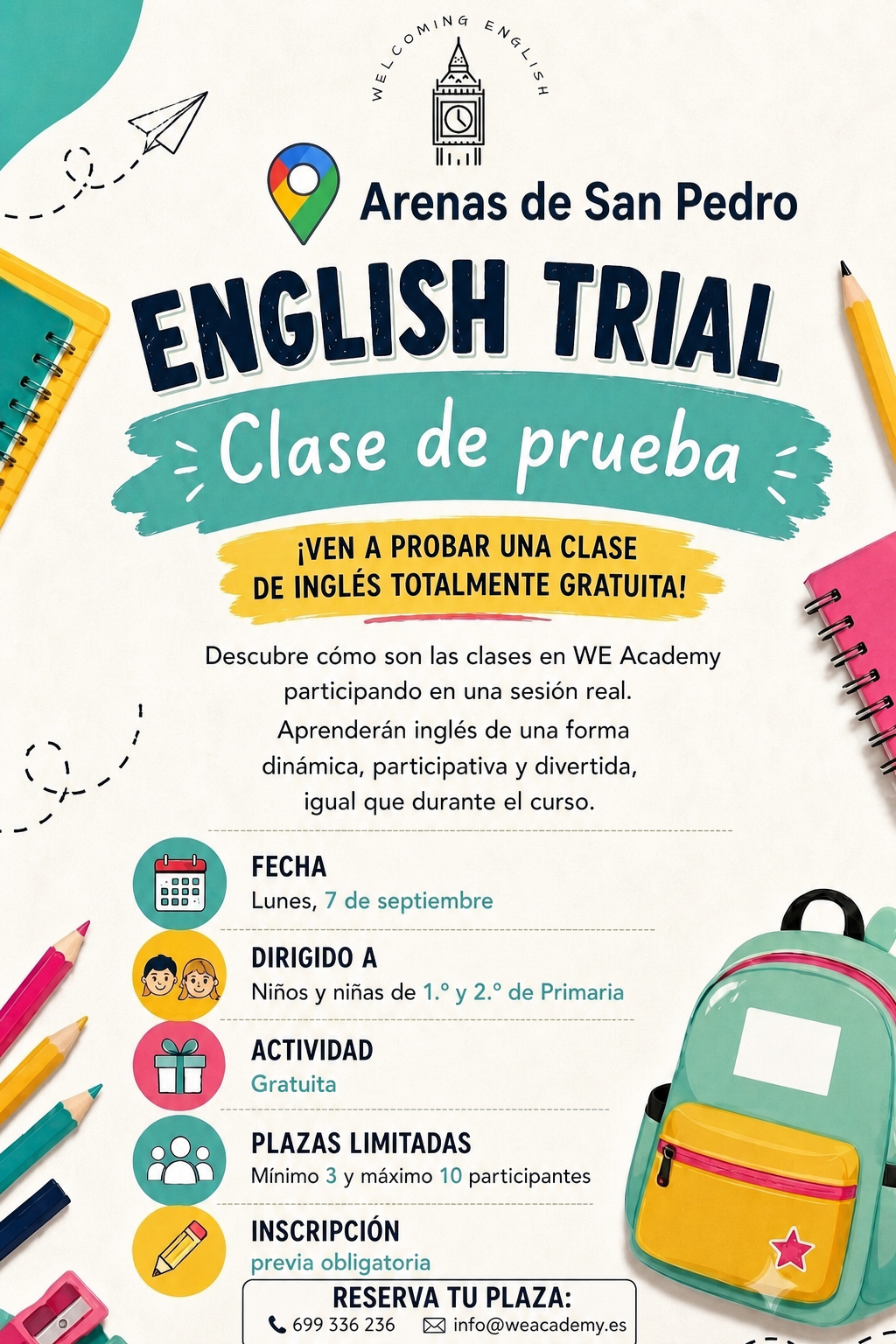 Septiembre 2026 – Clase de prueba gratuita