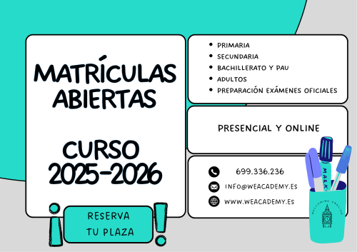 Abiertas matrículas curso 2025/2026